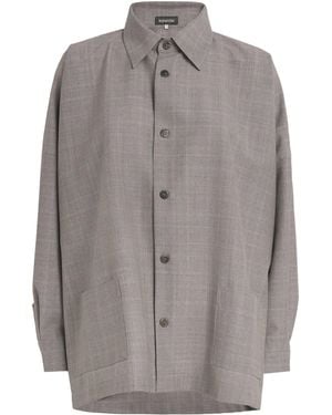 Eskandar Virgin Wool Wide A-Line Shirt Jacket - Grey
