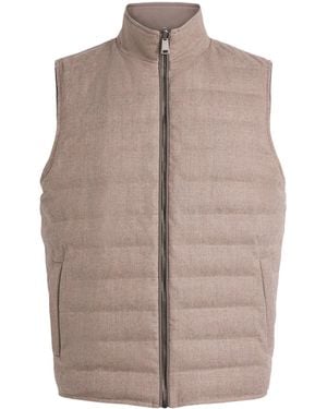 FIORONI CASHMERE Virgin Wool Reversible Gilet - Brown
