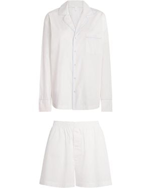 Skims Stretch-Cotton Long-Sleeve Boxer Pyjama Set - White