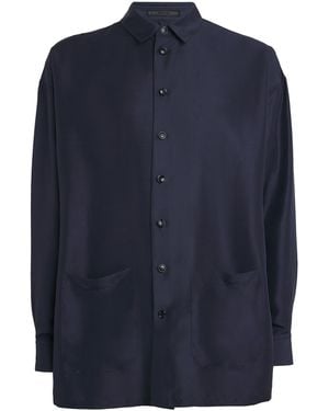 Giorgio Armani Silk Patch-Pocket Shirt - Blue