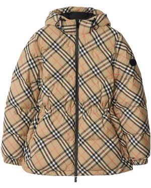 Burberry Vintage Checked Hooded Puffer Jacket - Metallic