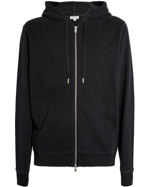 Sunspel Loopback Zip-Up Hoodie - Black