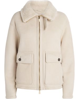 Eleventy Suede Aviator Jacket - Natural