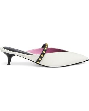 McQueen Leather Revel Heeled Mules 50 - White