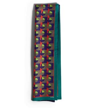 Miu Miu Silk Printed Scarf - Blue