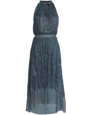 Maje Metallic Ruffle Midi Dress - Blue