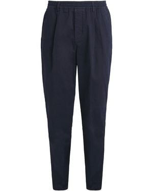 Eleventy Stretch-Cotton Pleated Straight Trousers - Blue