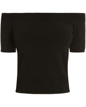 McQueen Knitted Off-The-Shoulder Top - Black