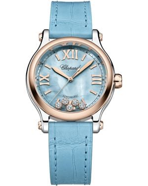 Chopard Lucent Steel And Diamond Happy Sport Watch - Blue