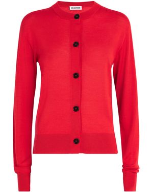 Jil Sander Wool-Cashmere-Silk Cardigan - Red