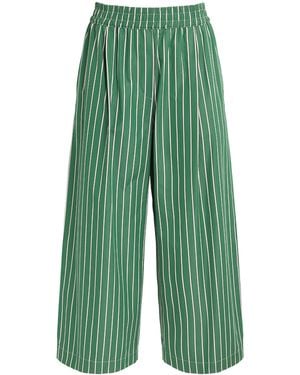 Weekend by Maxmara Cotton Stripe Wide-Leg Pants - Green