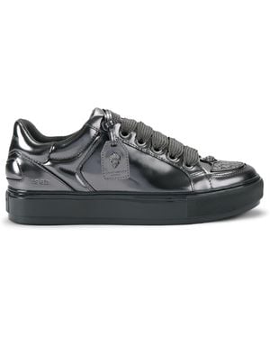Kurt Geiger Metallic Leather Southbank Tag Trainers - Black