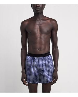 Tom Ford Stretch-Silk Printed Boxer Shorts - Blue
