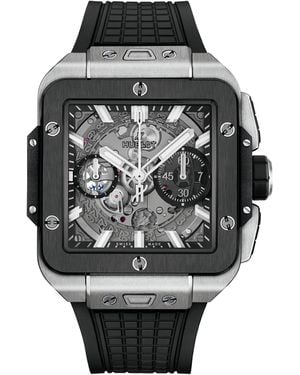 Hublot Titanium And Ceramic Square Bang Unico Watch - Grey
