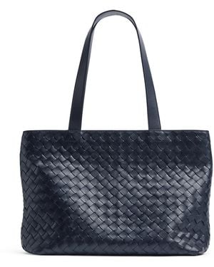 Bottega Veneta Small Leather Intrecciato Tote Bag - Blue