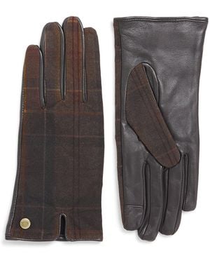 Barbour Waxed Cotton Scarlet Tartan Gloves - Gray