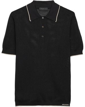 Prada Silk-Cotton Polo Shirt - Black