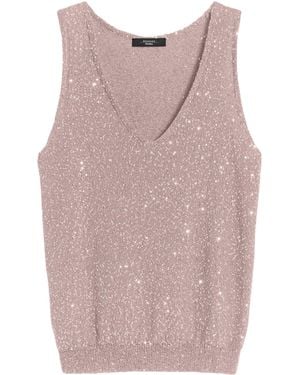 Weekend by Maxmara Knitted Sequin-Detail Jumper Vest - Pink