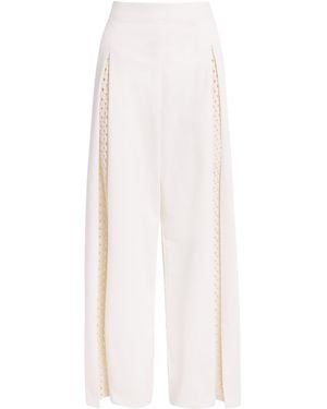 Escvdo Crochet-Panel Wide-Leg Pants - White