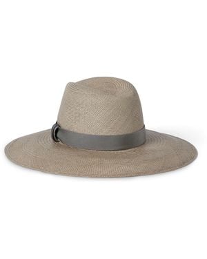 Brunello Cucinelli Straw Trilby Hat - Grey