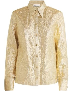 Tory Burch Silk-Blend Crushed Shirt - Natural