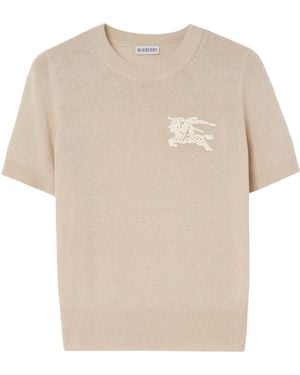 Burberry Wool-Cotton Ekd Knit Top - Natural