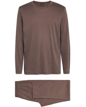 Zimmerli of Switzerland Sea Island Cotton Pyjama Bottoms - Brown