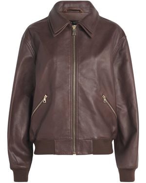 Alice + Olivia Double-Layer Collins Leather Jacket - Brown