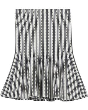 McQueen Knitted Stripe Mini Skirt - Grey