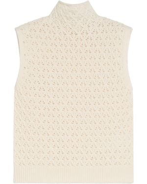 Marella Virgin Wool Openwork Jumper Vest - Natural