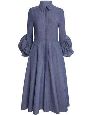 Safiyaa Chambray Cassandre Midi Dress - Blue
