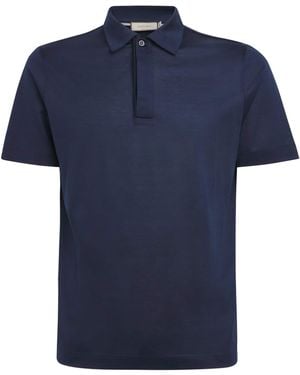 Canali Mercerised Cotton Polo Shirt - Blue