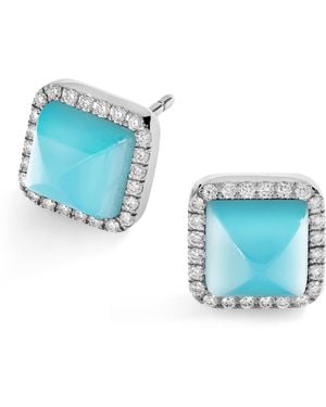 Marli New York Diamond And Chalcedony Cleo Pyramid Earrings - Blue