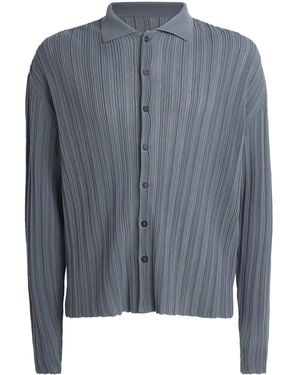 LE17SEPTEMBRE Cotton-Blend Ribbed Polo Cardigan - Blue