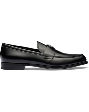 Prada Brushed Leather Loafers - Black