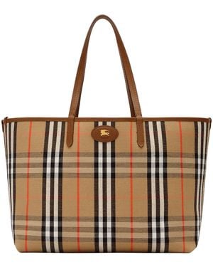 Burberry Medium Suede-Check Reversible Bloomsbury Tote Bag - Brown