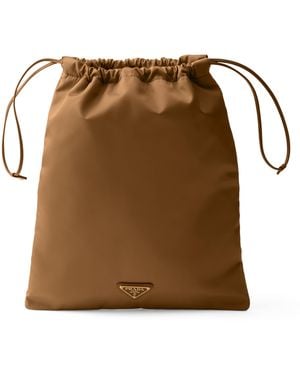 Prada Re-Nylon Drawstring Pouch - Brown