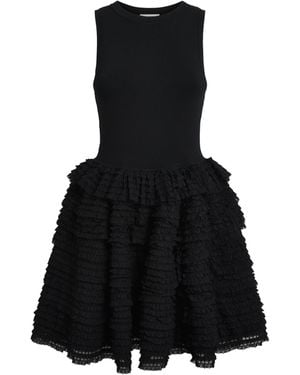 Sandro Lace Ruffled Mini Dress - Black