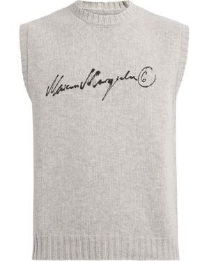 MM6 by Maison Margiela Wool-Blend Logo Jumper Vest - Grey