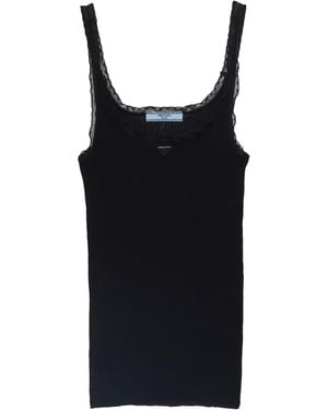 Prada Cotton Ribbed Tank Top - Black