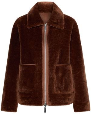 Marella Faux Fur Zip-Up Jacket - Brown