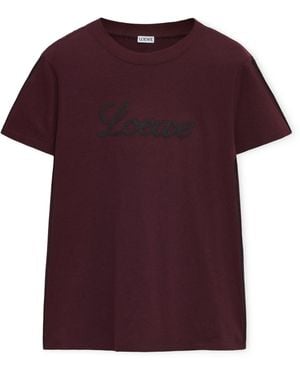 Loewe Stretch-Cotton Logo T-Shirt - Purple