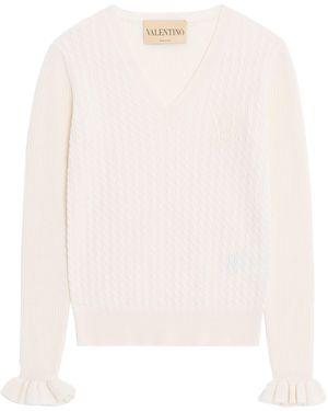 Valentino Cashmere Cable-Knit Sweater - White