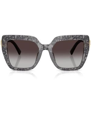 Dolce & Gabbana Lace Print Square Sunglasses - Gray