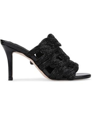 Kurt Geiger Leather Embellished Chain Heeled Mules 85 - Black