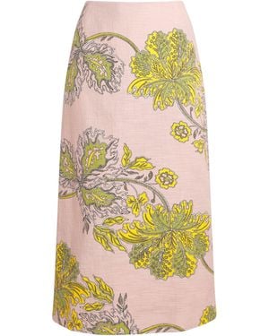 La DoubleJ Stretch-Cotton Floral Midi Skirt - Multicolour