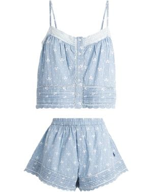 Polo Ralph Lauren Cotton Floral Stripe Pyjama Set - Blue