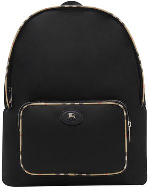 Burberry Check-Trim Backpack - Black