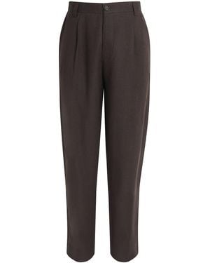 Oliver Spencer Linen-Cotton Morton Pleated Trousers - Brown