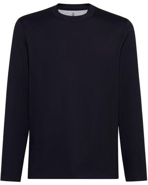 Brunello Cucinelli Cotton Long-Sleeve T-Shirt - Blue